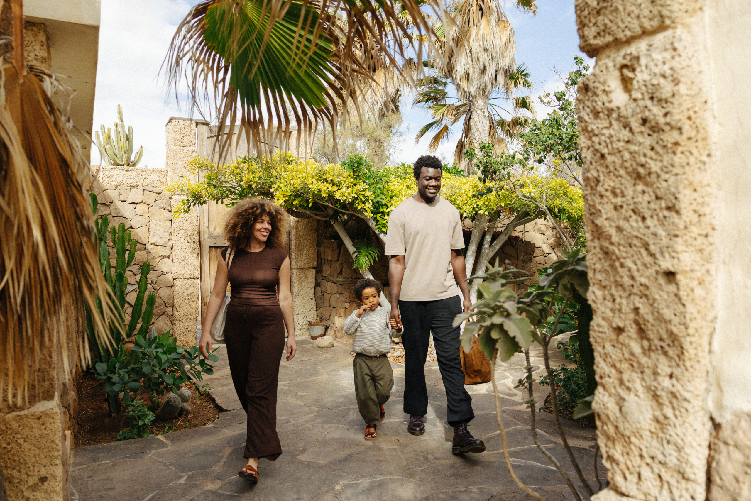 A family exploring a destination